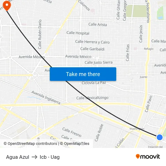 Agua Azul to Icb - Uag map