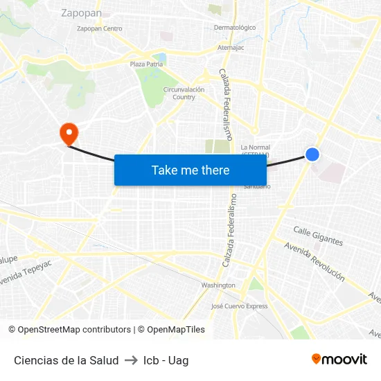 Ciencias de la Salud to Icb - Uag map