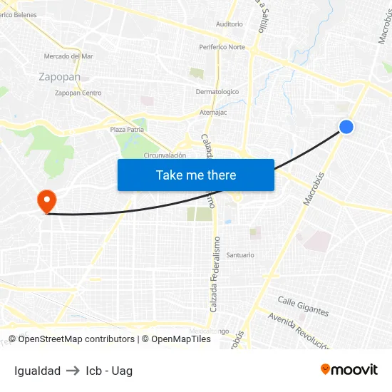Igualdad to Icb - Uag map