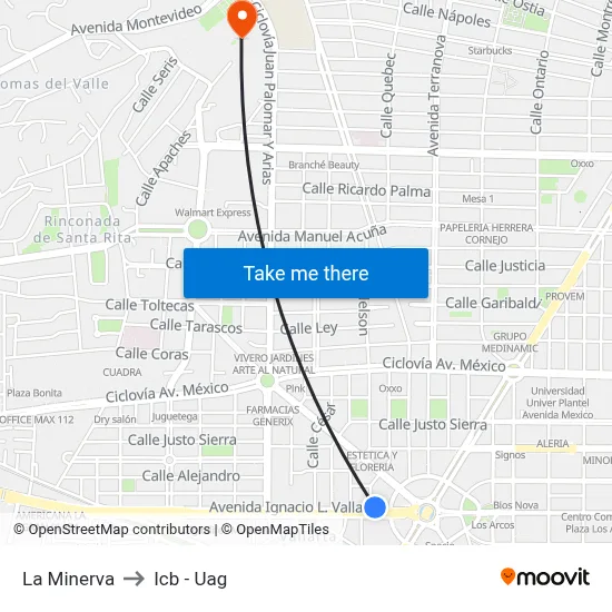 La Minerva to Icb - Uag map