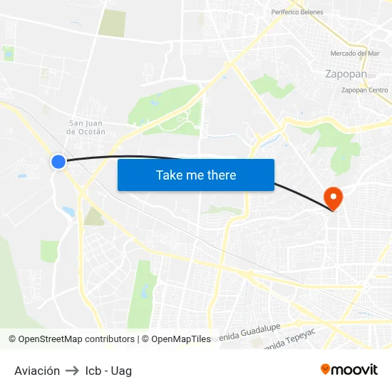 Aviación to Icb - Uag map