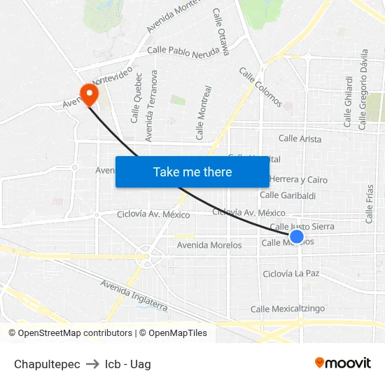 Chapultepec to Icb - Uag map