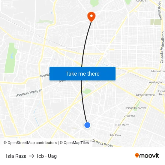 Isla Raza to Icb - Uag map