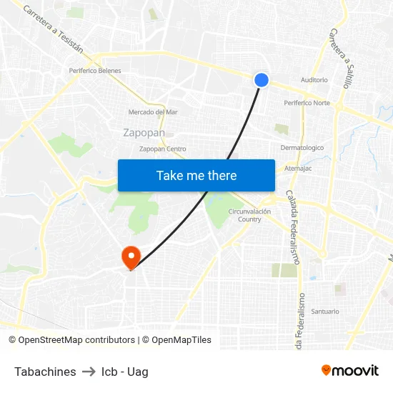 Tabachines to Icb - Uag map