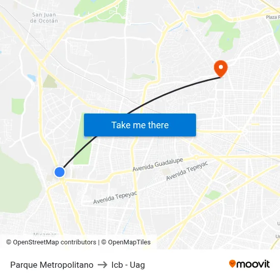 Parque Metropolitano to Icb - Uag map