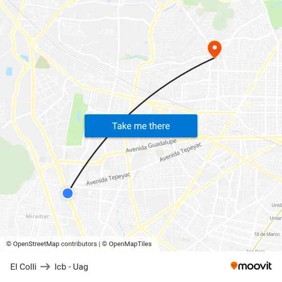 El Colli to Icb - Uag map