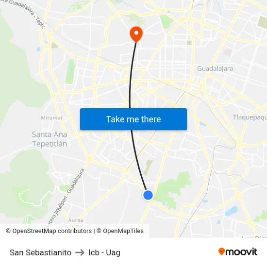 San Sebastianito to Icb - Uag map