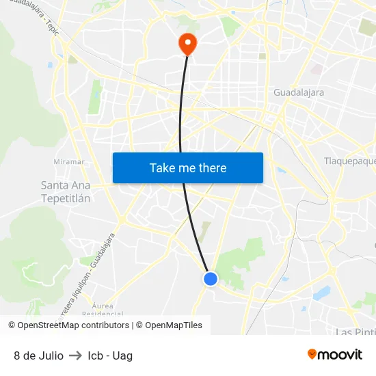 8 de Julio to Icb - Uag map