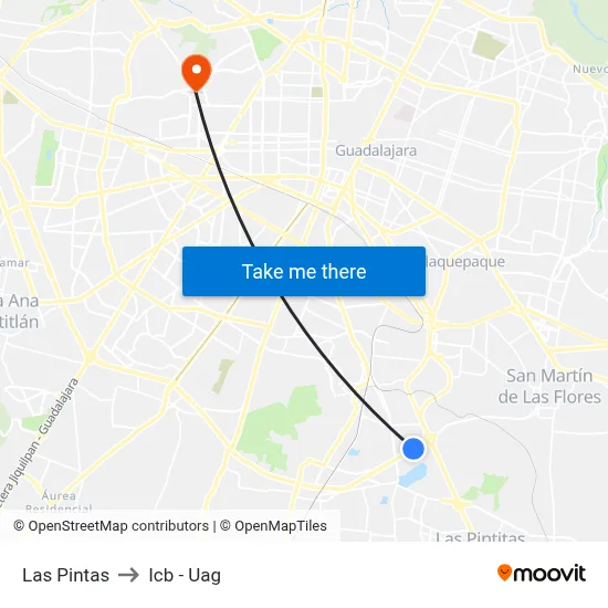 Las Pintas to Icb - Uag map
