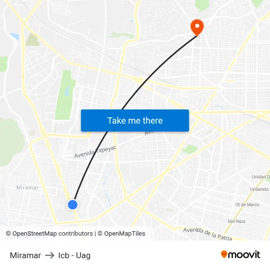 Miramar to Icb - Uag map