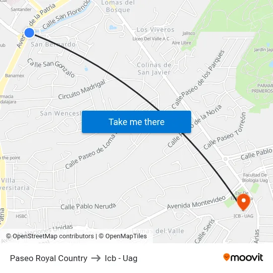 Paseo Royal Country to Icb - Uag map