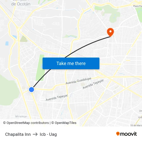 Chapalita Inn to Icb - Uag map