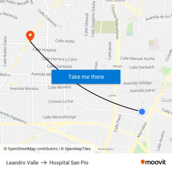 Leandro Valle to Hospital San Pío map