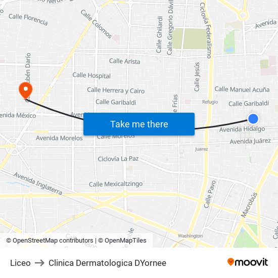 Liceo to Clinica Dermatologica DYornee map