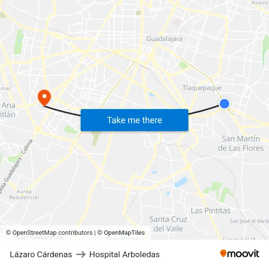 Lázaro Cárdenas to Hospital Arboledas map