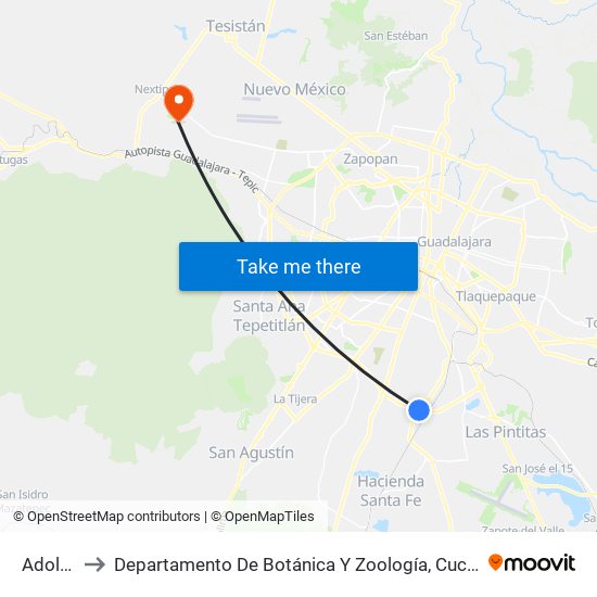 Adolf Horn to Departamento De Botánica Y Zoología, Cucba, Universidad De Guadalajara map