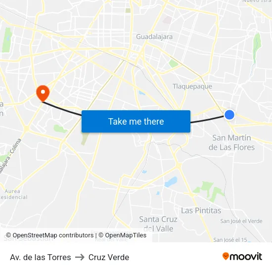 Av. de las Torres to Cruz Verde map
