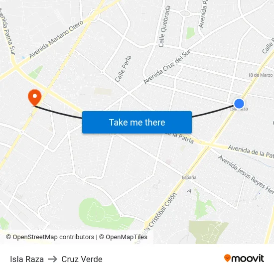 Isla Raza to Cruz Verde map
