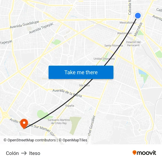 Colón to Iteso map