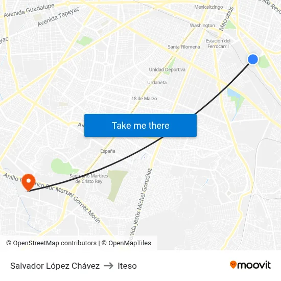 Salvador López Chávez to Iteso map