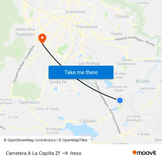 Carretera A La Capilla Zf to Iteso map
