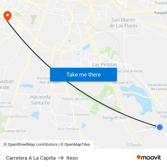 Carretera A La Capilla to Iteso map