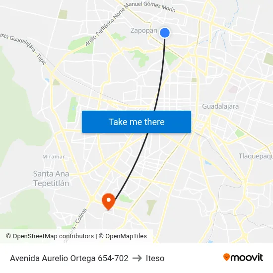 Avenida Aurelio Ortega 654-702 to Iteso map