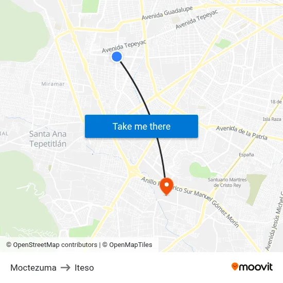 Moctezuma to Iteso map