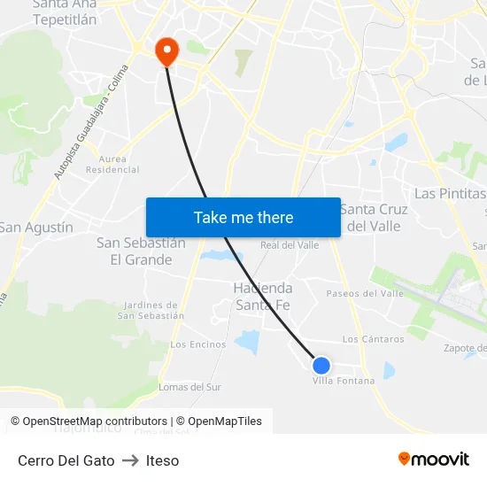 Cerro Del Gato to Iteso map