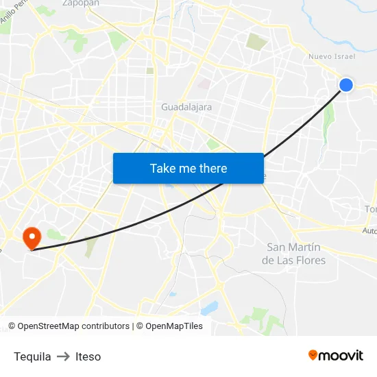 Tequila to Iteso map