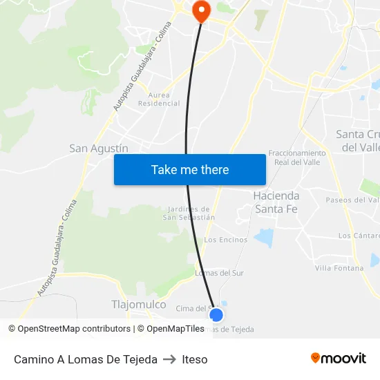 Camino A Lomas De Tejeda to Iteso map