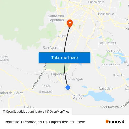 Instituto Tecnológico De Tlajomulco to Iteso map