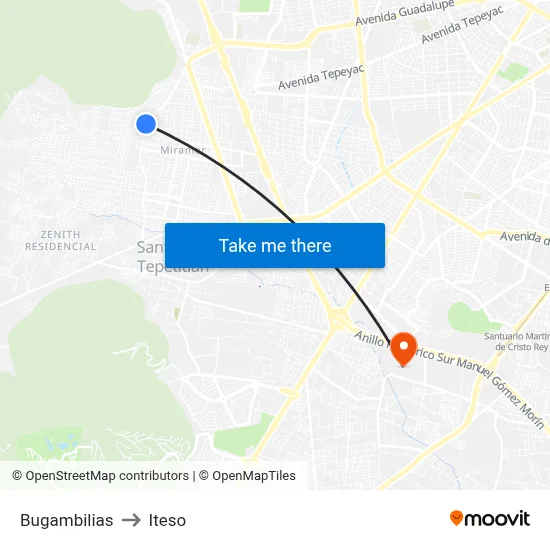 Bugambilias to Iteso map