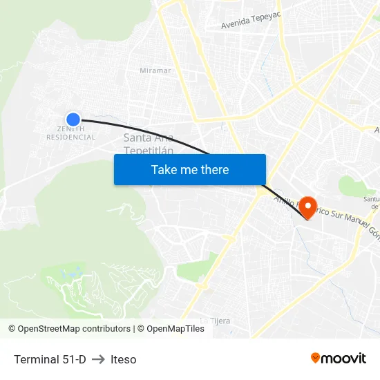 Terminal 51-D to Iteso map