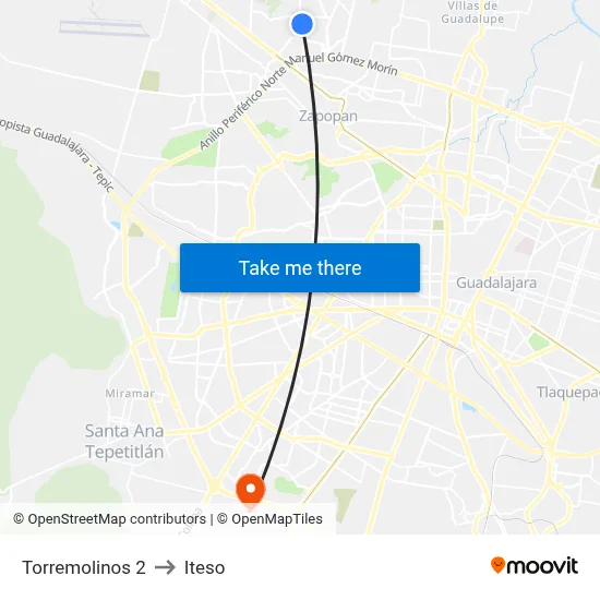 Torremolinos 2 to Iteso map