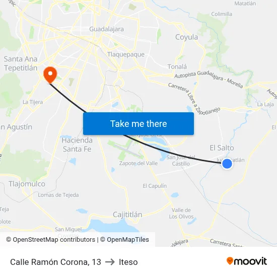 Calle Ramón Corona, 13 to Iteso map