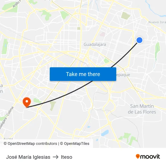 José María Iglesias to Iteso map