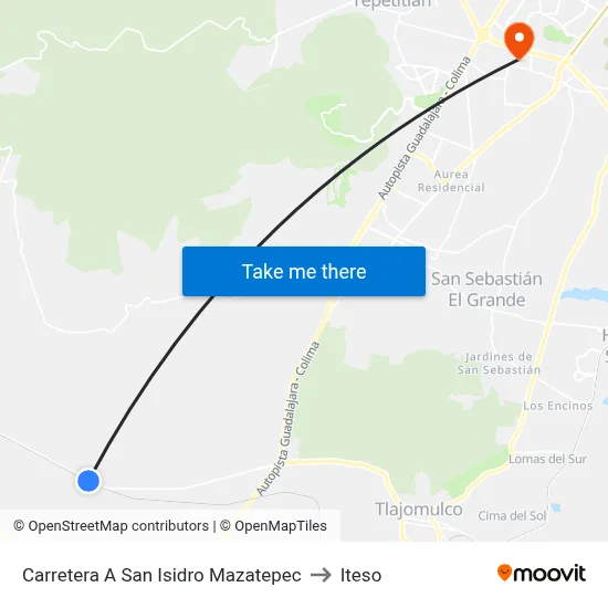 Carretera A San Isidro Mazatepec to Iteso map
