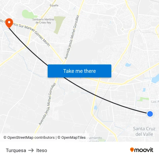 Turquesa to Iteso map