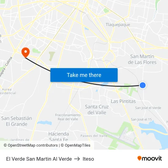 El Verde San Martin Al Verde to Iteso map