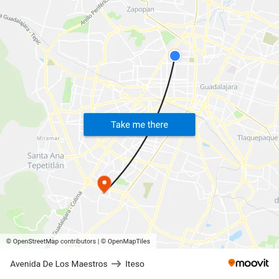 Avenida De Los Maestros to Iteso map
