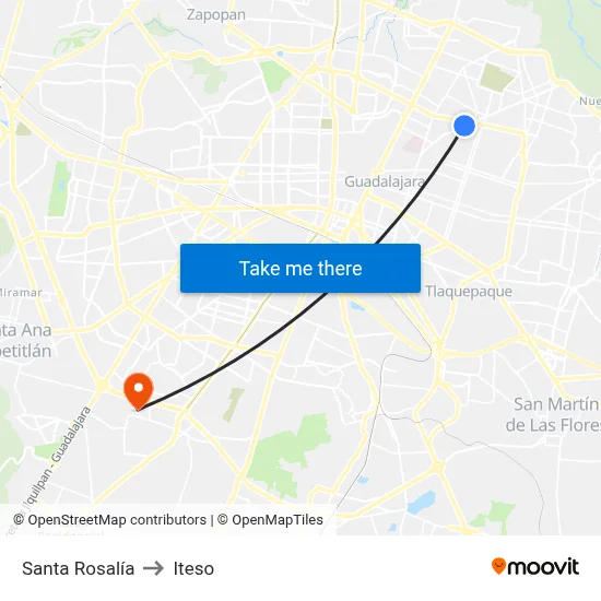 Santa Rosalía to Iteso map