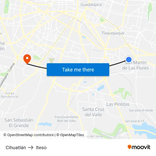 Cihuatlán to Iteso map