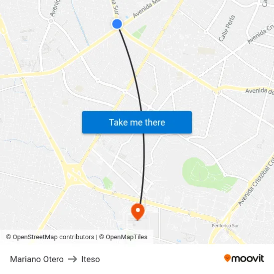 Mariano Otero to Iteso map