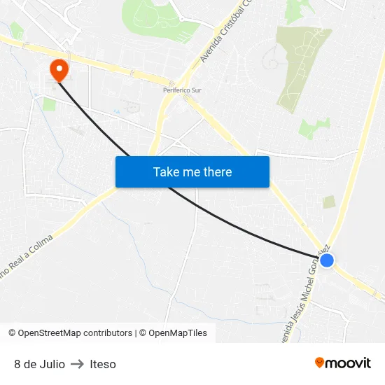 8 de Julio to Iteso map