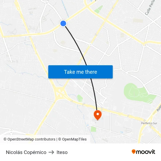 Nicolás Copérnico to Iteso map