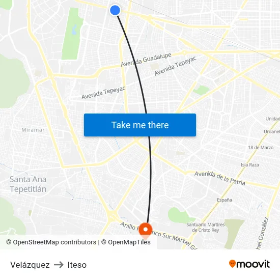 Velázquez to Iteso map