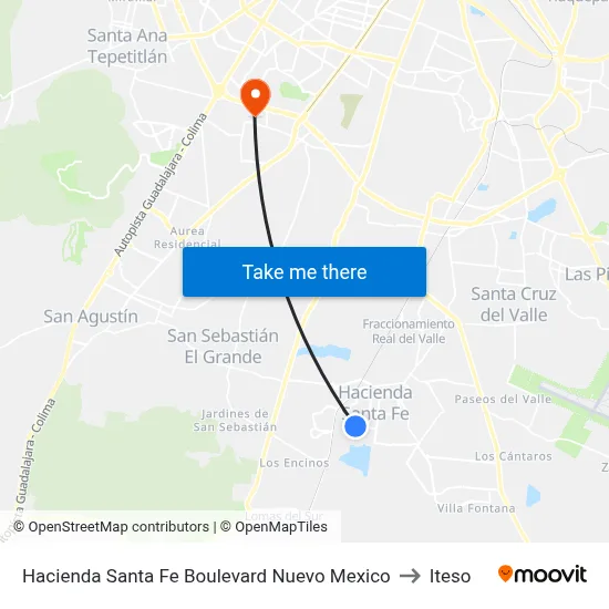 Hacienda Santa Fe Boulevard Nuevo Mexico to Iteso map