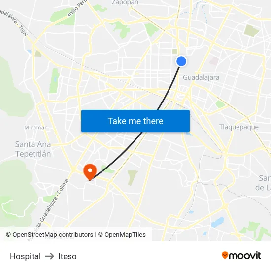 Hospital to Iteso map