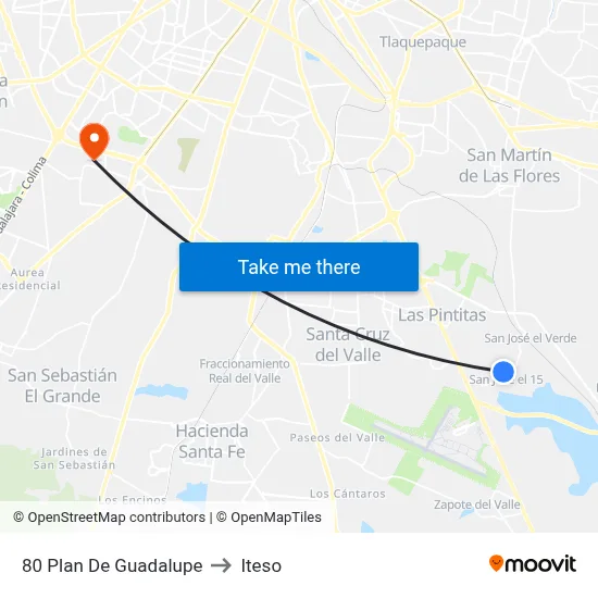 80 Plan De Guadalupe to Iteso map